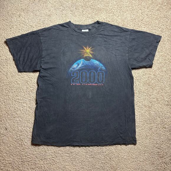 VINTAGE Y2K NEW MILLENNIUM YEAR 2000 it’s coming T-SHIRT men’s Sz XL - Picture 1 of 4